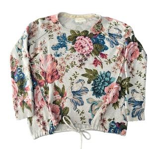 ANTHROPOLOGIE ANGEL OF THE NORTH GRAY CREW NECK SWEATER WITH WAIST TIE SZ XS